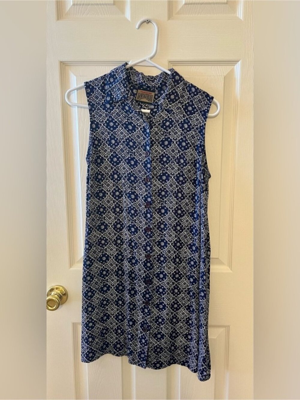 Vintage Blue Navy Sleeveless Tunic Dress